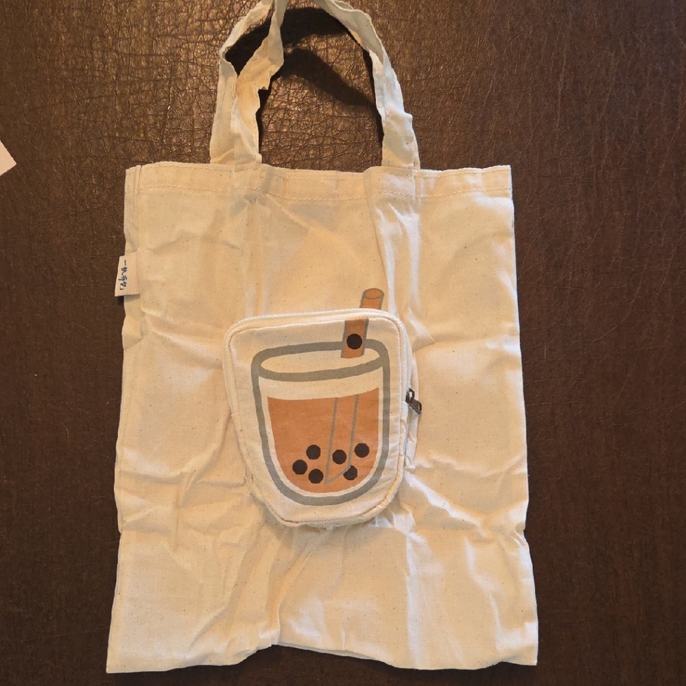 NWT - Cute, Unique, Foldable Boba/Bubble Tea Tote Bag